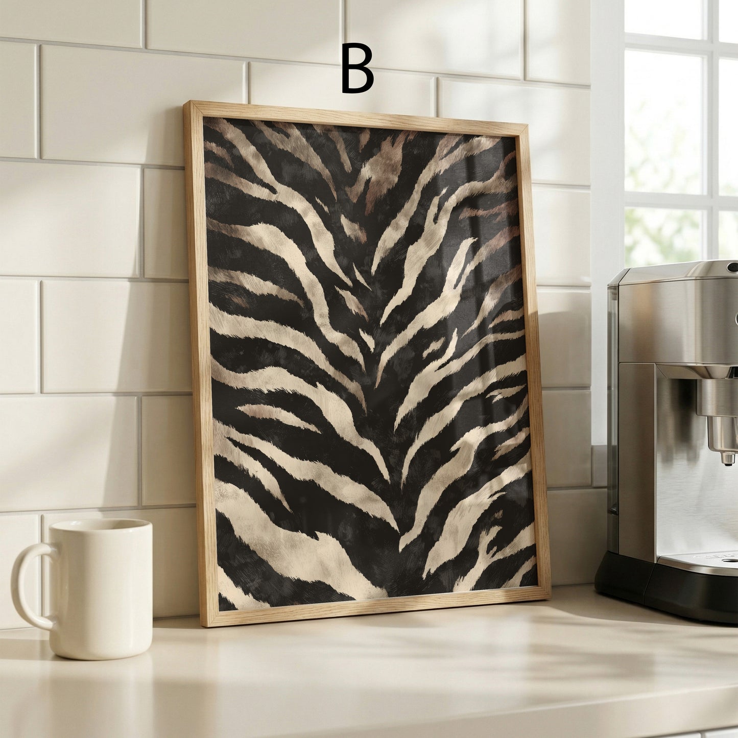 Tiermuster Poster · Geschenkidee · Monochrome und Braune Tierfell Muster Leopard Flecken und Tiger Texturen · Dekoprint ohne Rahmen