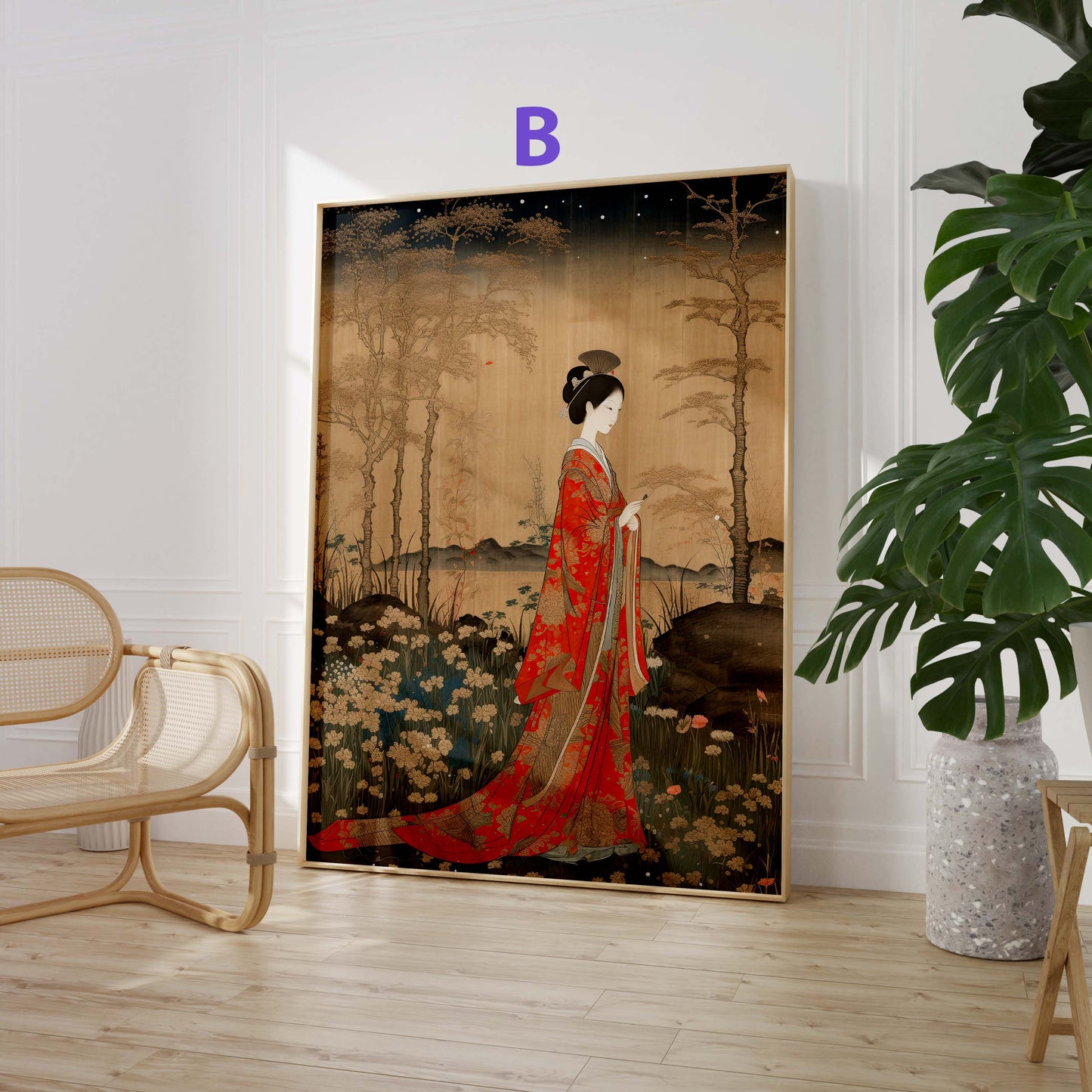 Japan Poster · Geschenkidee · Japanische Kunst Geisha Koi Drache und Fuji · Dekoprint ohne Rahmen