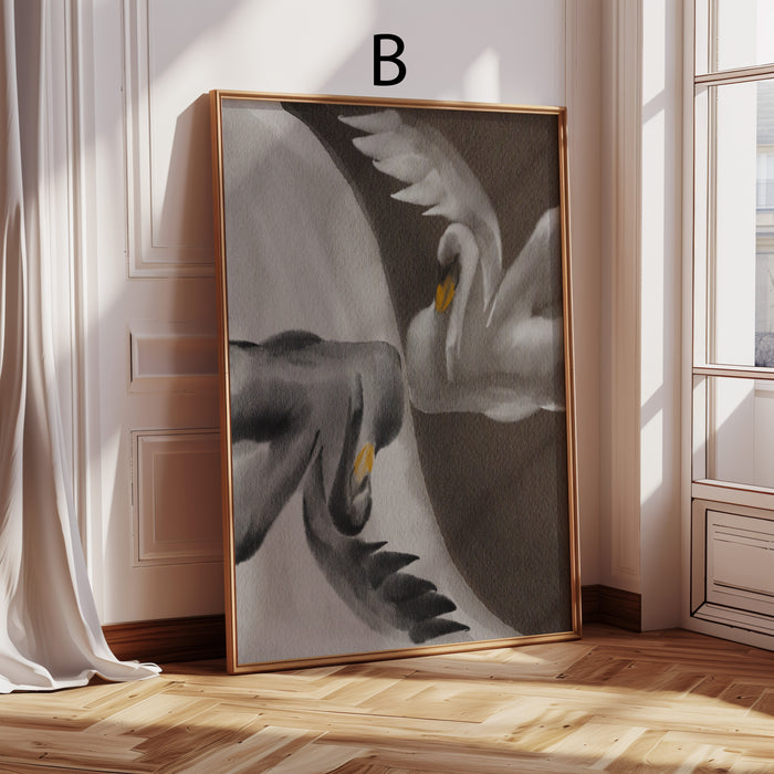 Geschenkidee · Botanische Blumen und Schwan Poster Ästhetische Kunst und Natur Motive · Dekoprint ohne Rahmen | JUSTGOODMOOD