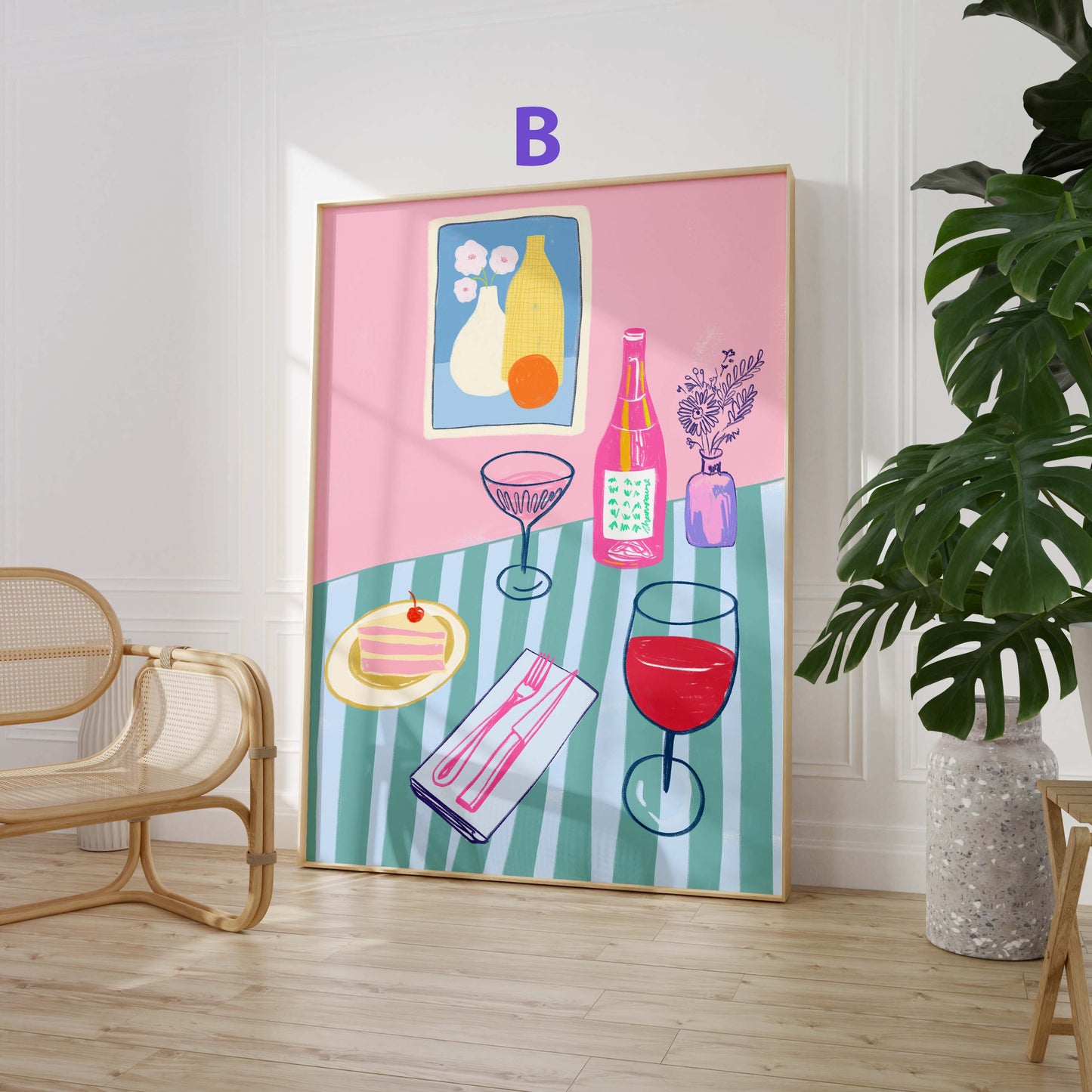 Colorful Dining Poster · Geschenkidee · Minimalistisches Food Illustration Style Design · Moderne Küchenkunst · Print ohne Rahmen