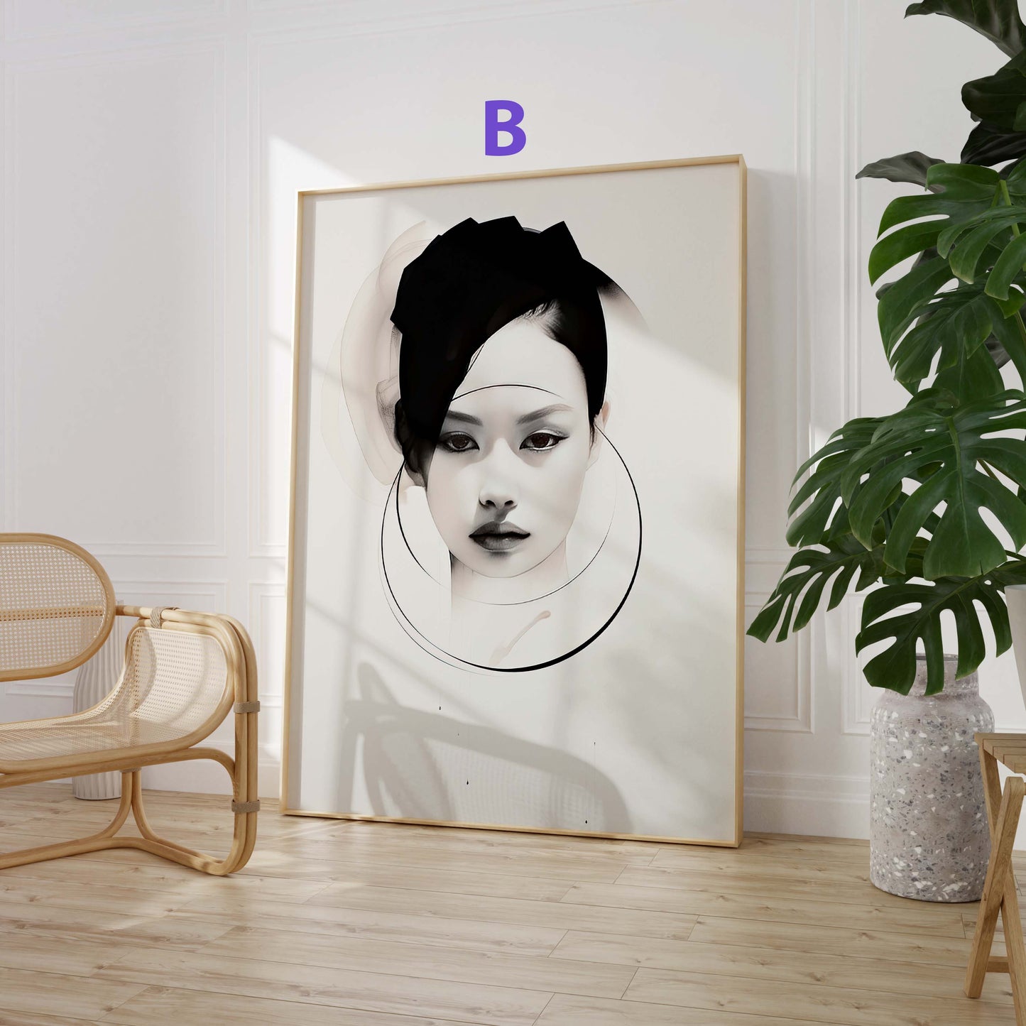Abstrakte Moderne Poster · Schwarz Weiß Beige Geometrische Wandkunst · Minimalistische Wohnzimmer Deko · Print ohne Rahmen