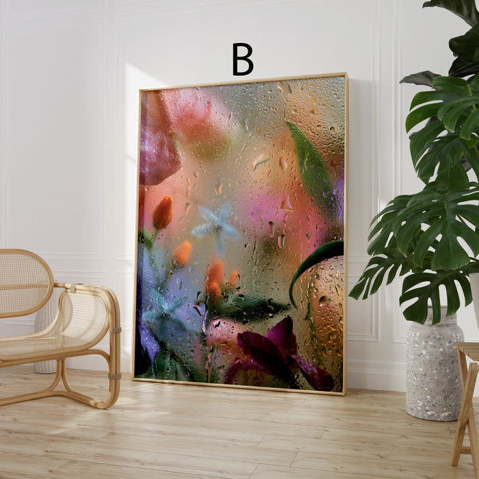 Geschenkidee · Ranunkeln und Blumen hinter Glas Poster Ästhetische Natur Fotografie · Dekoprint ohne Rahmen | JUSTGOODMOOD