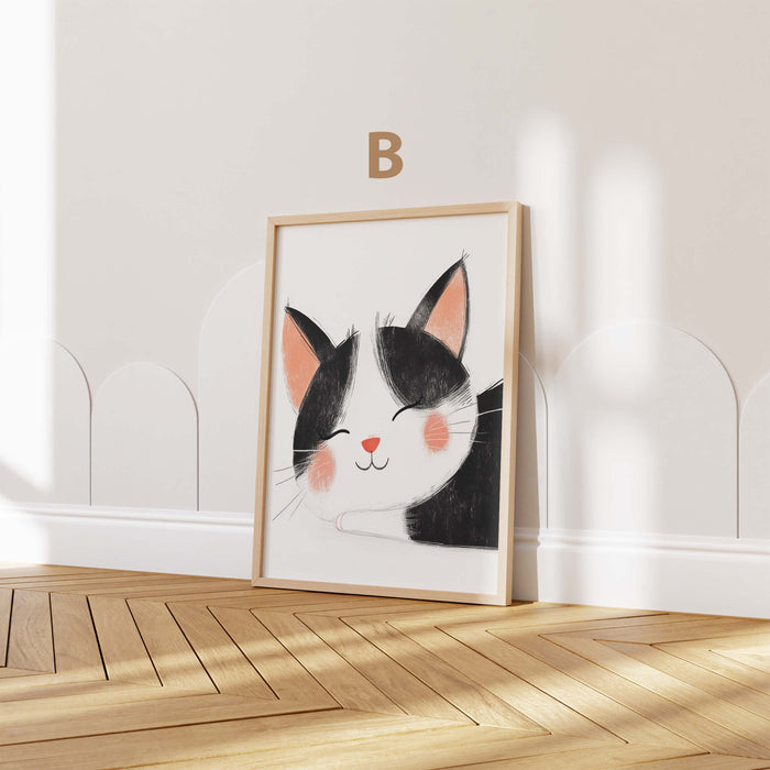 Süße Tiere Poster für Kinderzimmer mit Panda und Katze