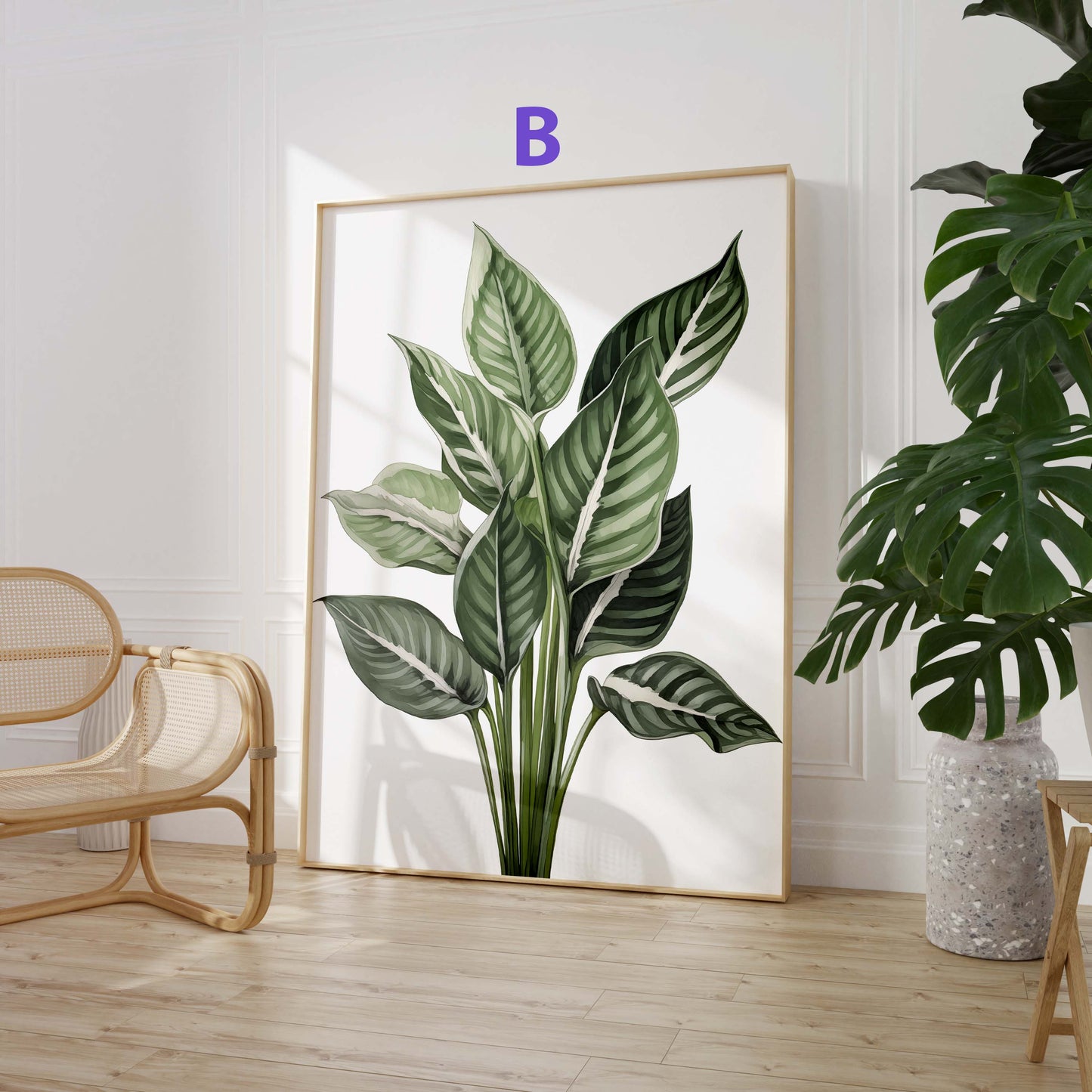 Botanik Poster · Geschenkidee · Monstera Kakteen und Tropische Pflanzen · Dekoprint ohne Rahmen