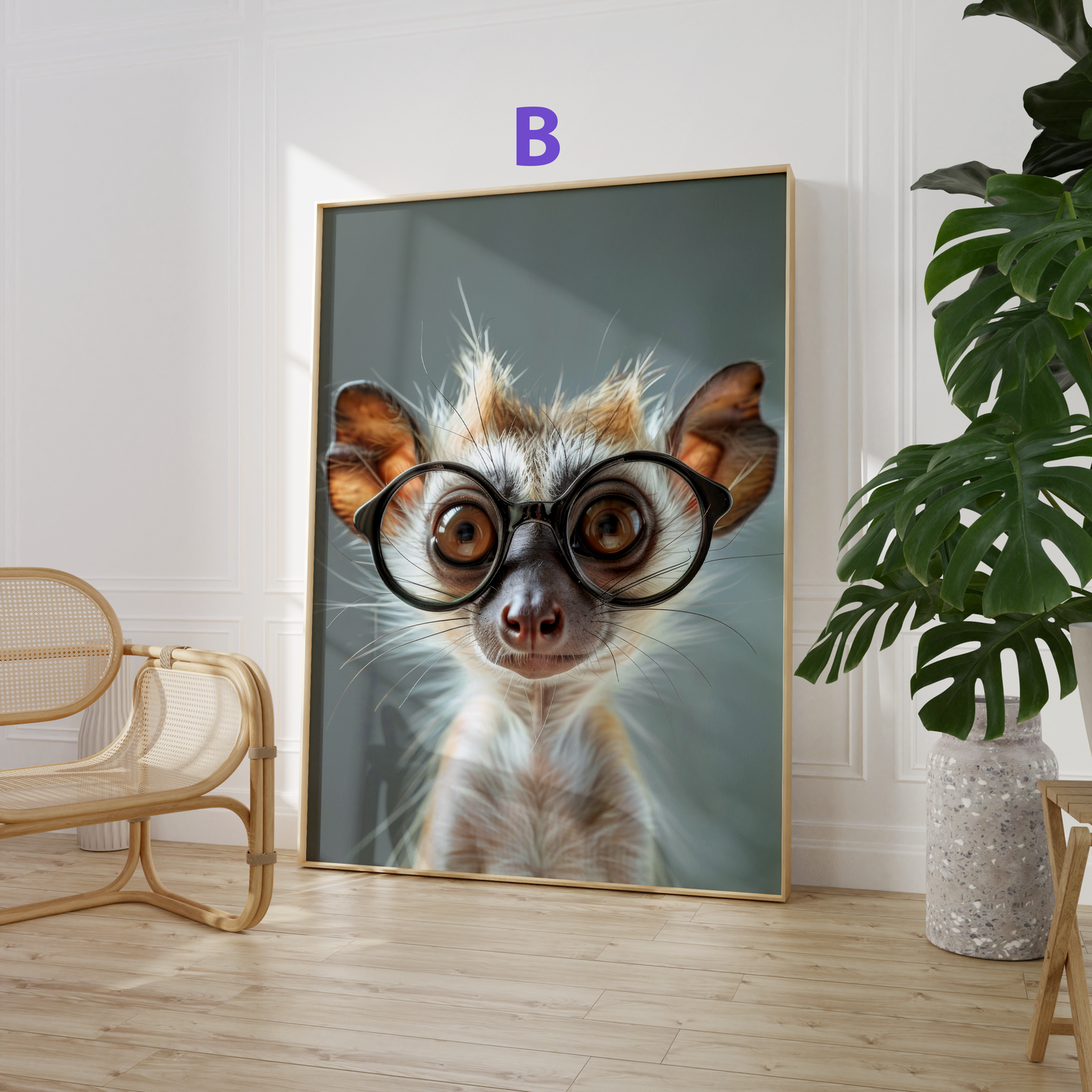 Affen Poster · Geschenkidee · Schimpanse und Affe mit Brille · Dekoprint ohne Rahmen