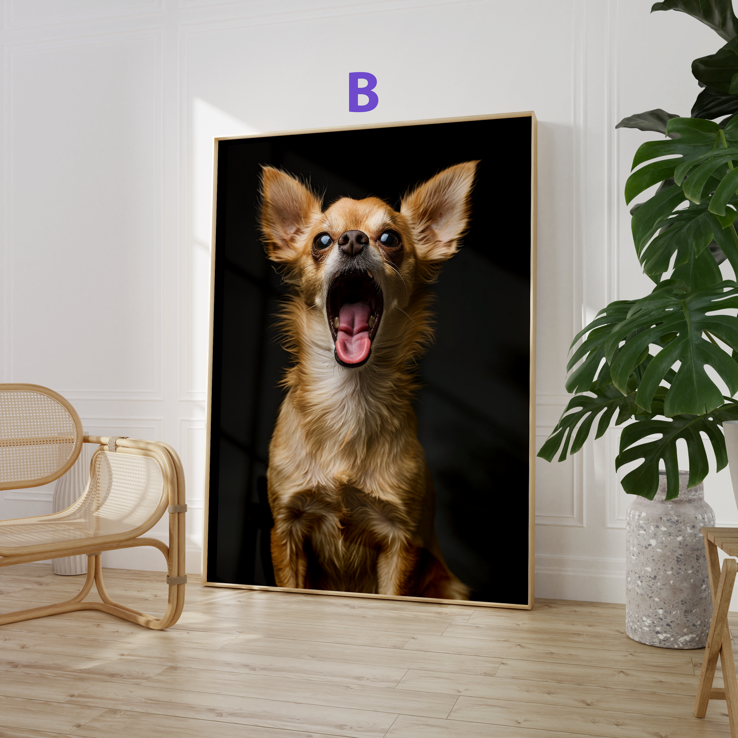Lustige Haustier Poster · Geschenkidee · Chihuahua mit Brille Hunde und Katze · Dekoprint ohne Rahmen