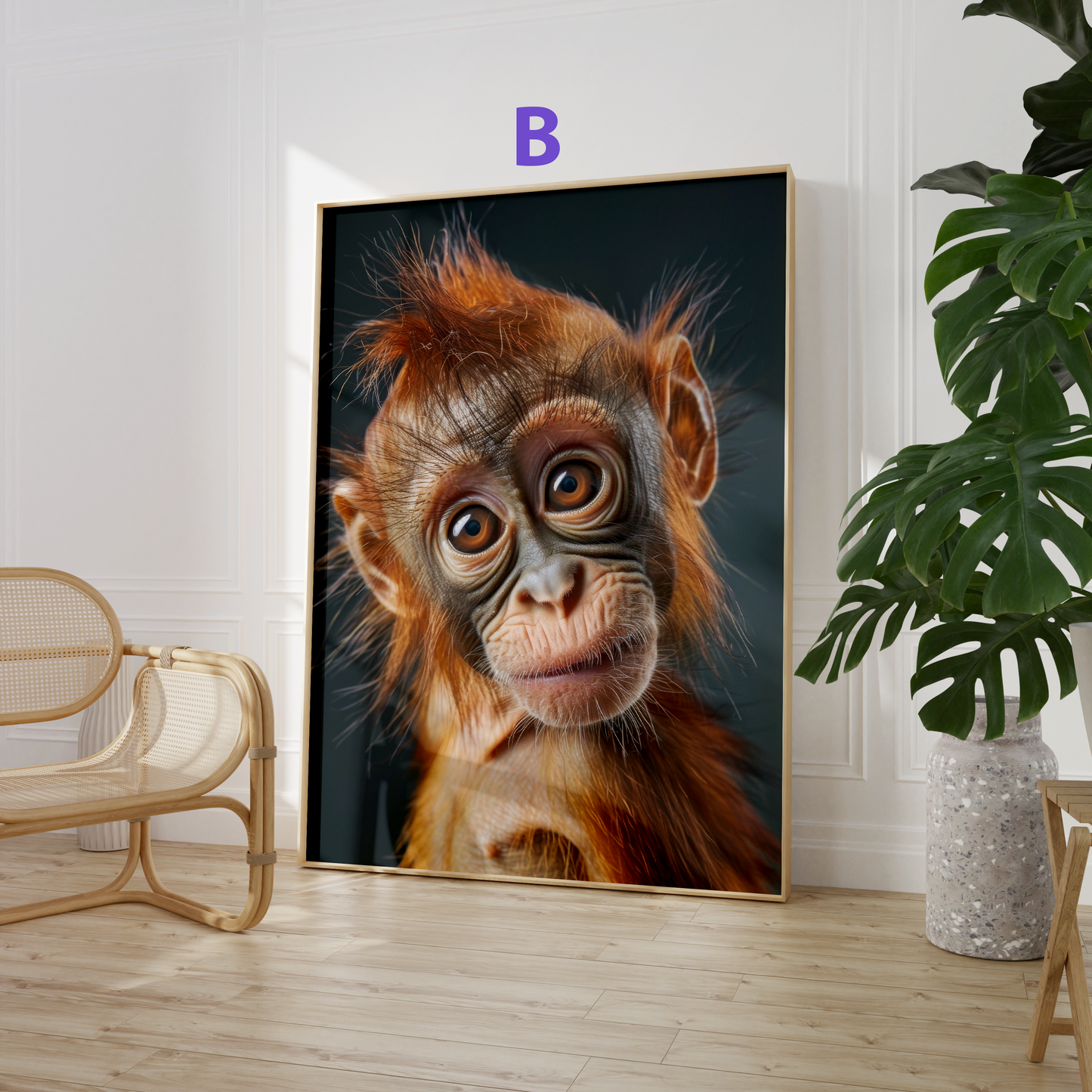 Süße Affen Poster · Geschenkidee · Affenbabys mit großen Augen · Dekoprint ohne Rahmen