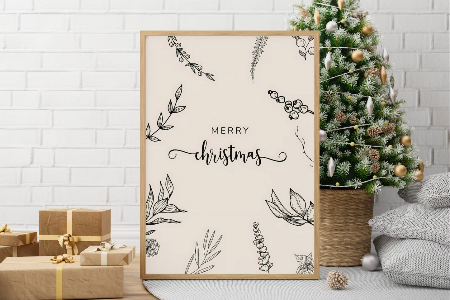 Minimalistisches Weihnachtsposter Frohe Weihnachten · Weihnachtsdruck · Geschenkidee · Weihnachtsbaum · Wand deko · Deko Print · ohne Rahmen