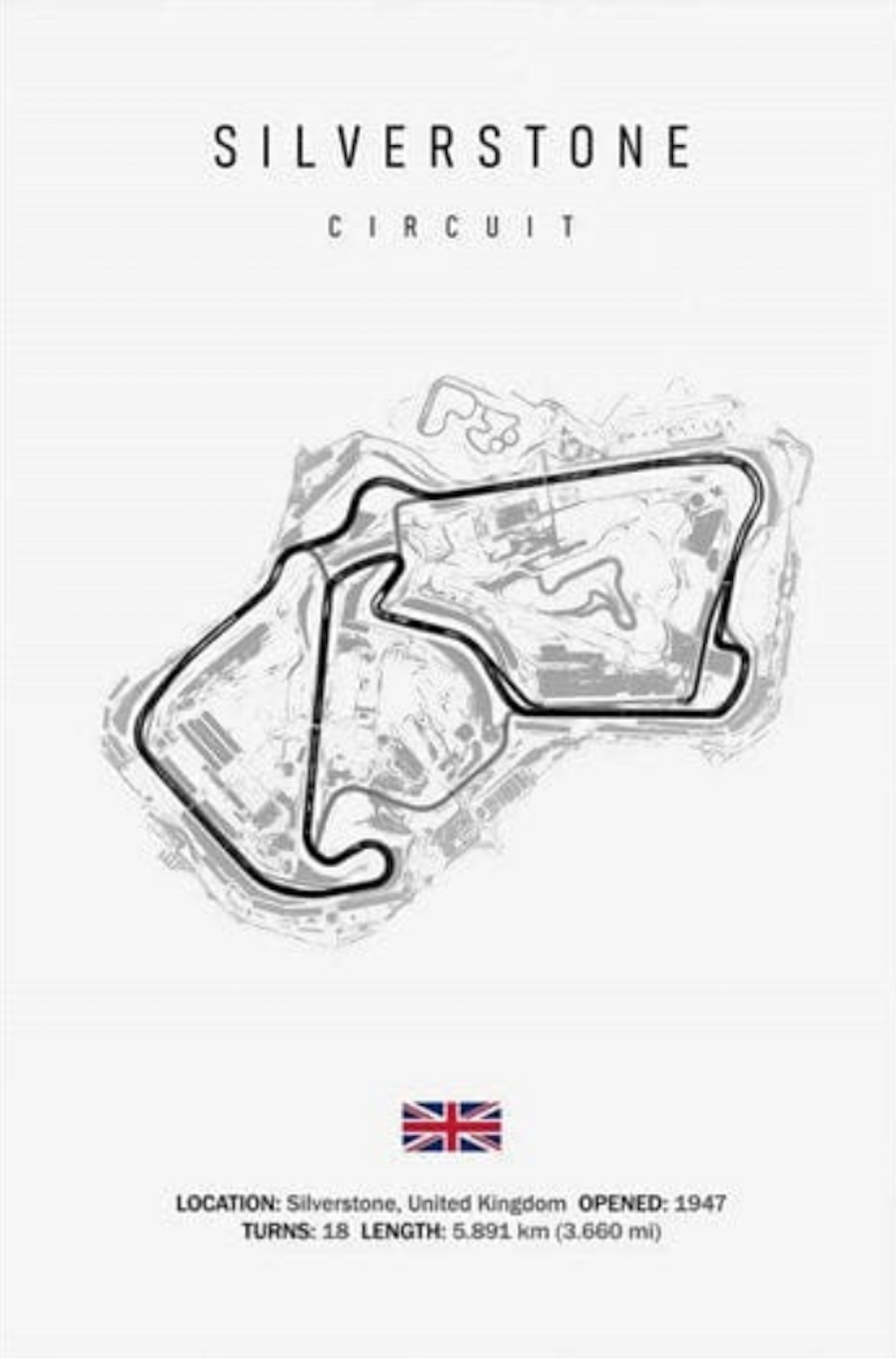Poster Formel 1 Kalender 2026 Strecken Großer Preis von Silverstone Laguna Seca als Deko Print ohne Rahmen