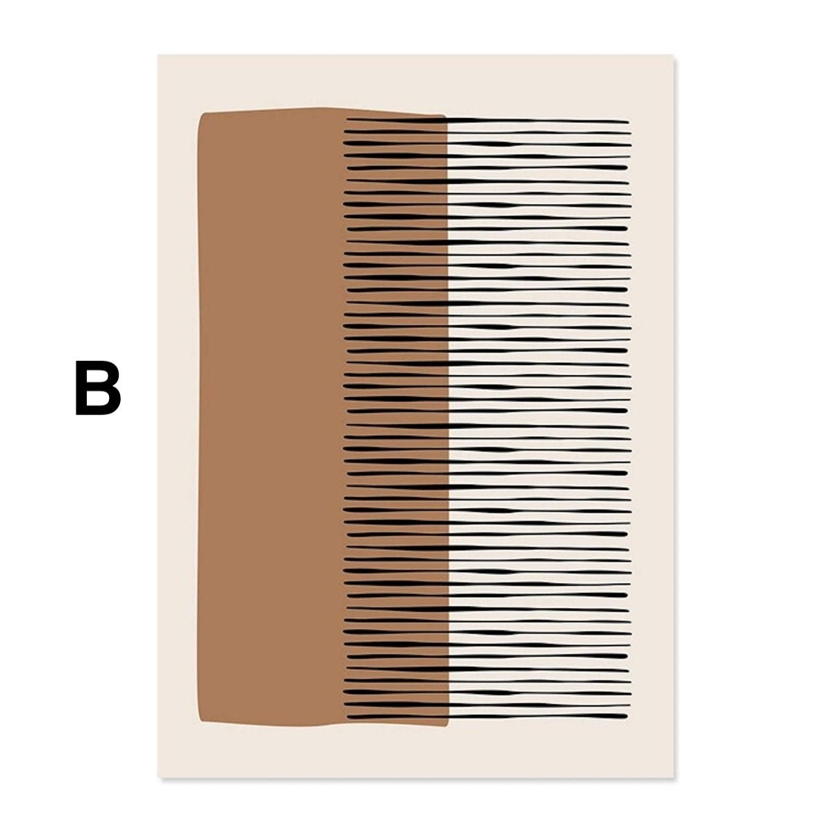 Poster Abstract shapes in beige brown and lines dot pattern as a decorative print without a frame