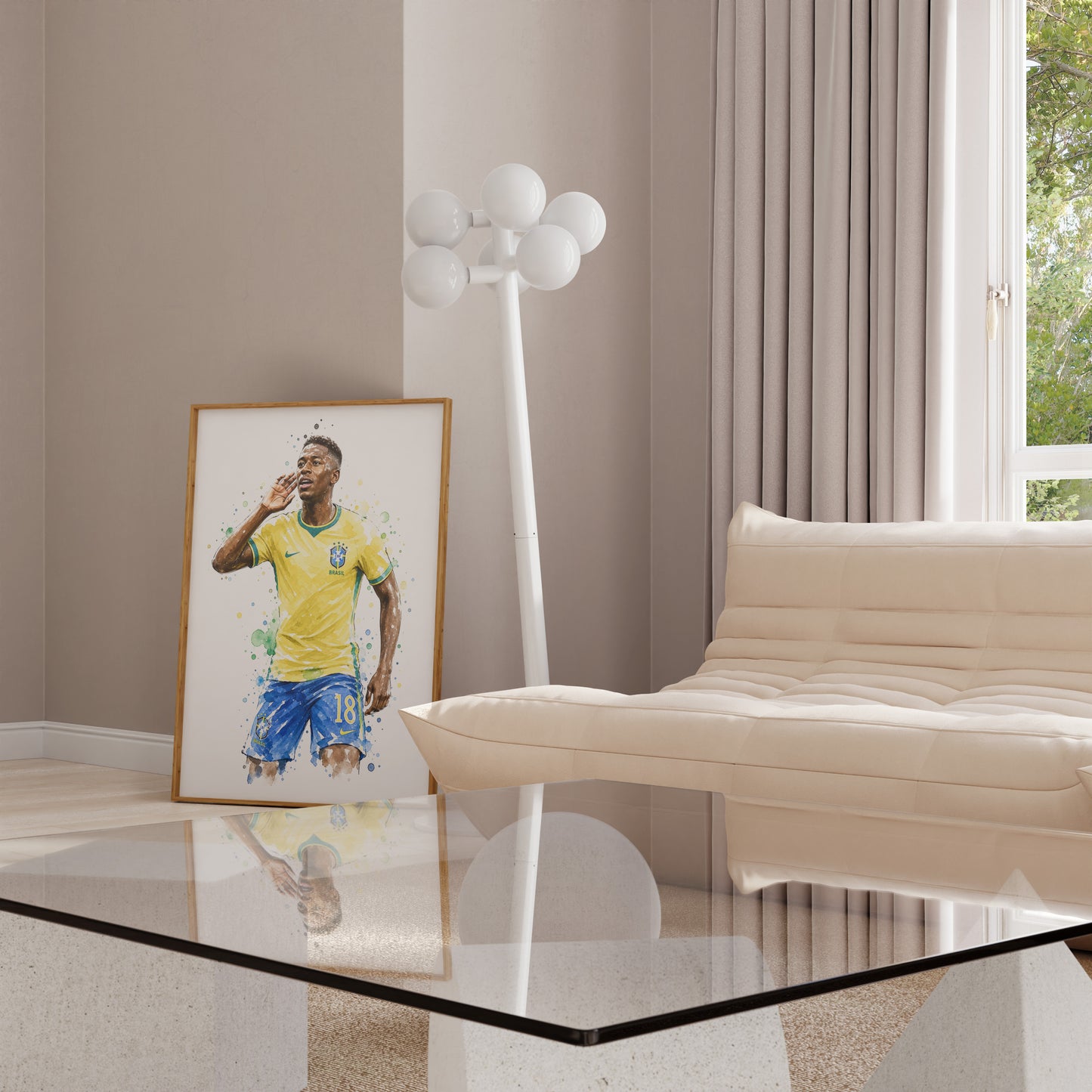 Brasilien Fussball Poster · Geschenkidee · Aquarell Sport Wandbild · Deko Print ohne Rahmen