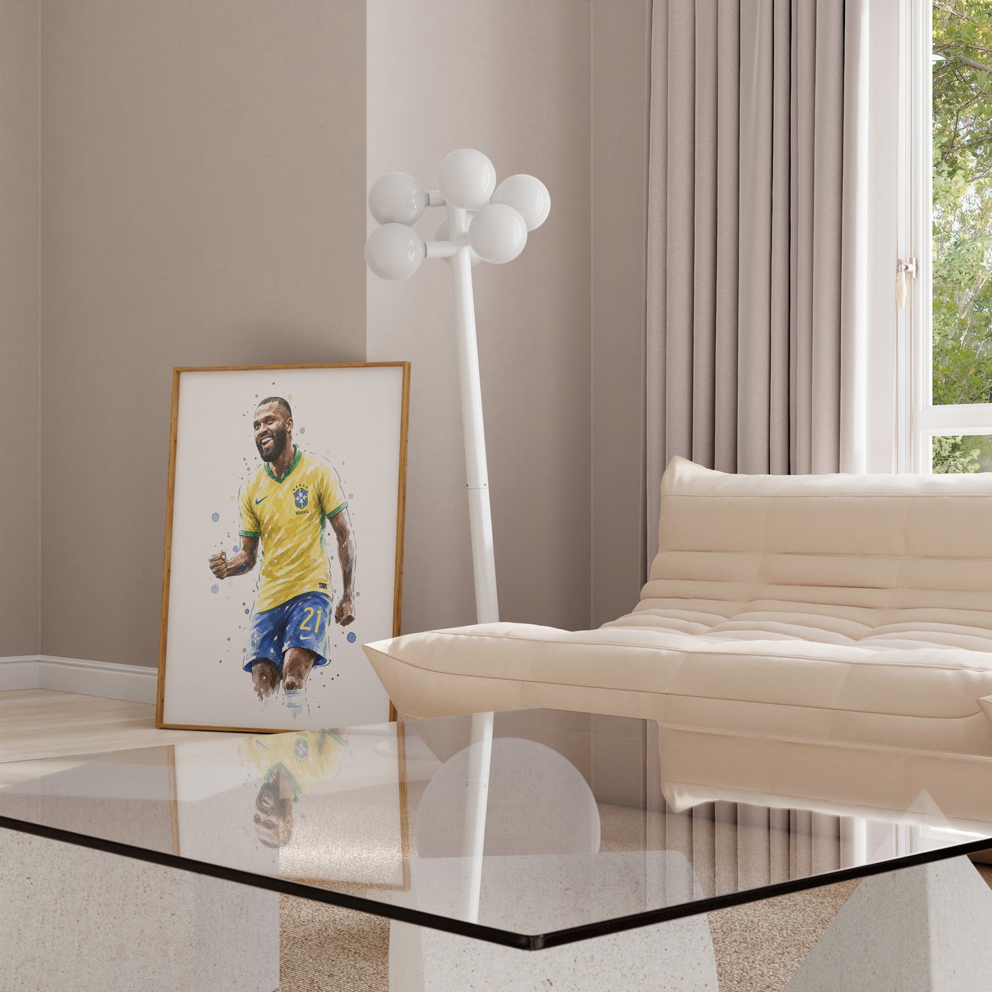 Brasilien Fussball Poster · Geschenkidee · Aquarell Sport Wandbild · Deko Print ohne Rahmen