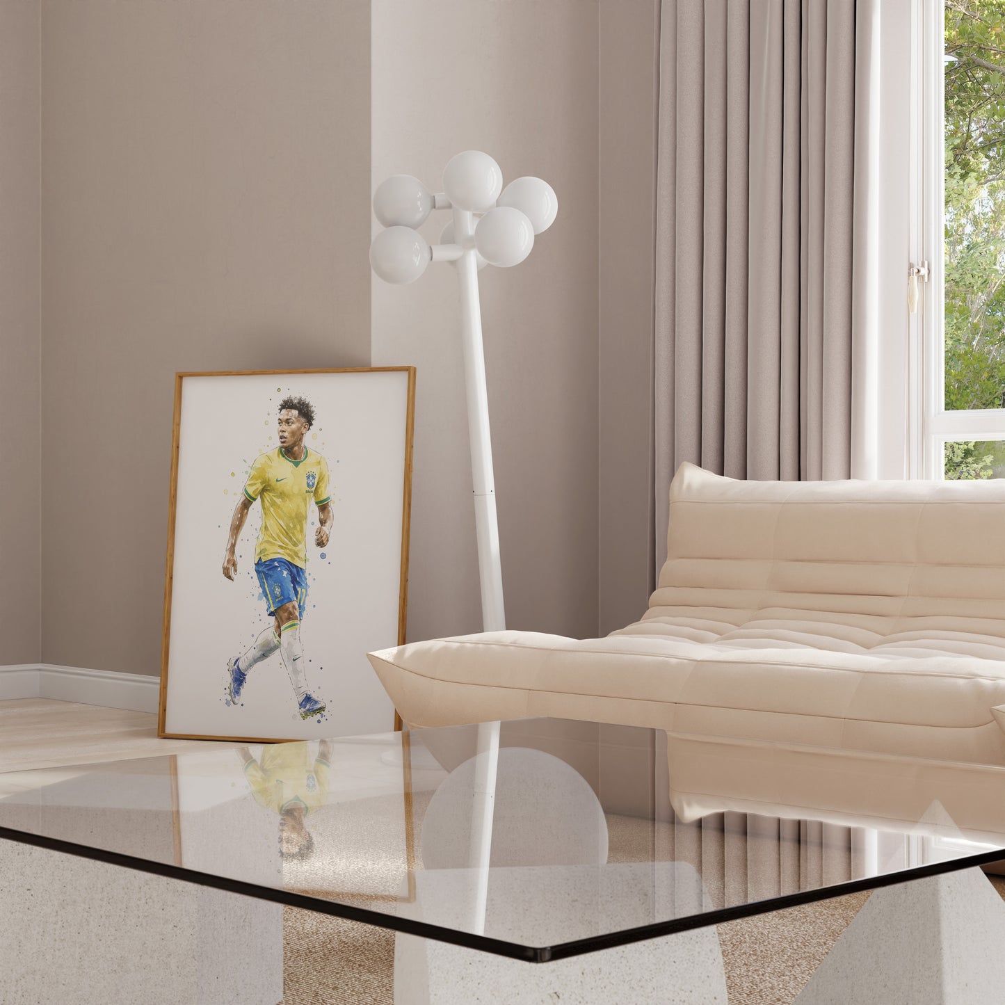 Brasilien Fussball Poster · Geschenkidee · Aquarell Sport Wandbild · Deko Print ohne Rahmen