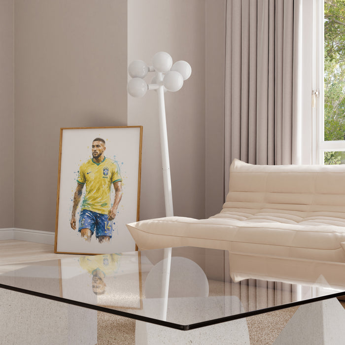 Brasilien Fußball Poster auf edlem Baumwoll-Canvas