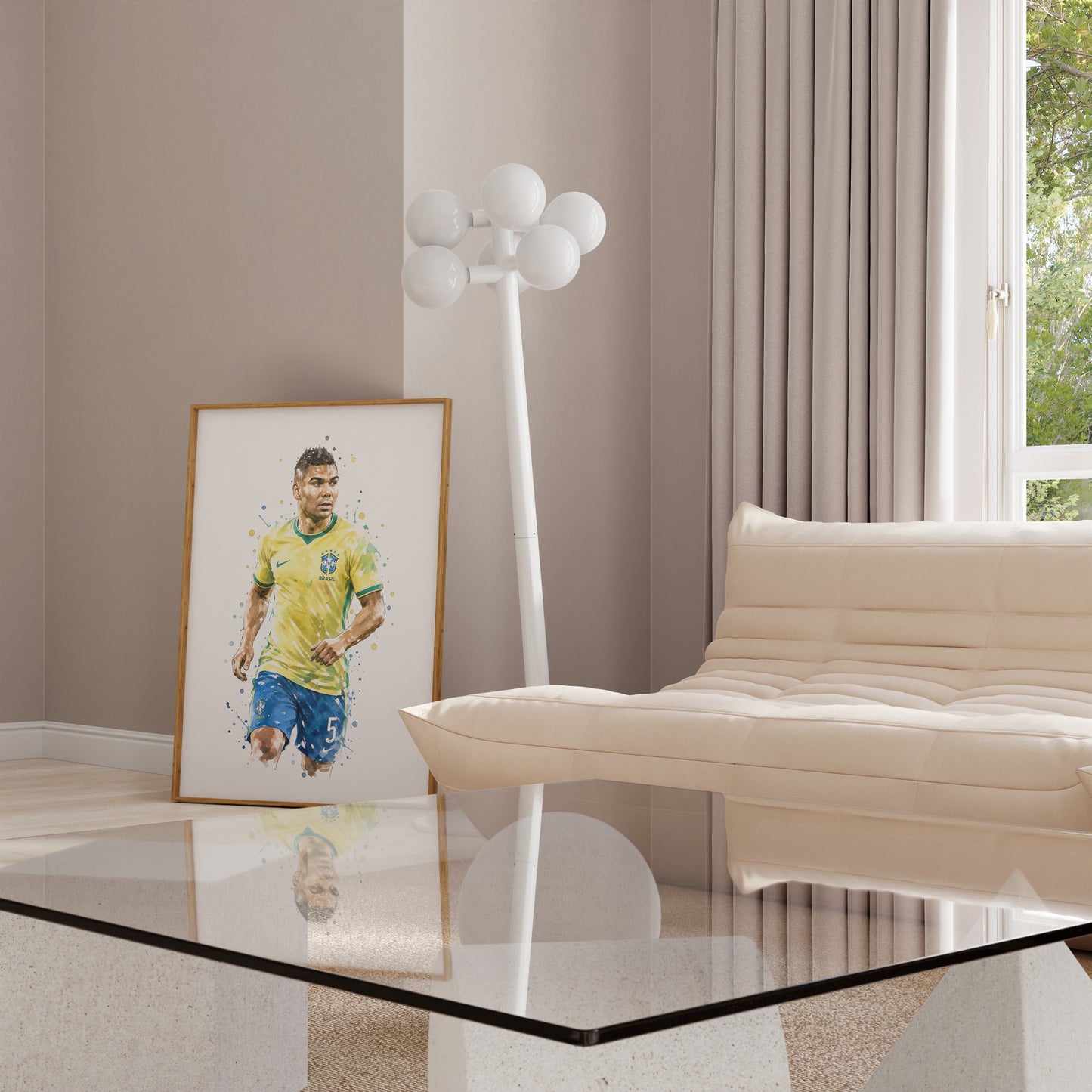 Brasilien Fussball Poster · Geschenkidee · Aquarell Sport Wandbild · Deko Print ohne Rahmen