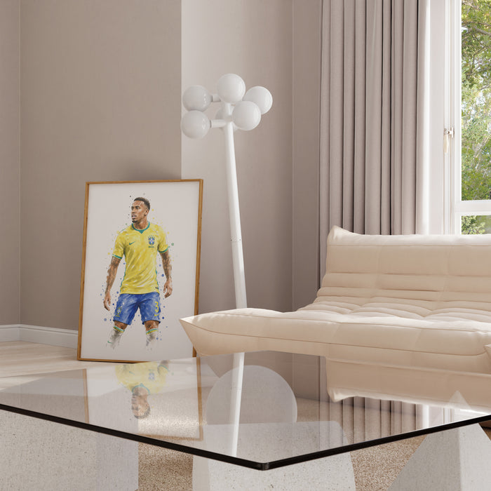 Brasilien Fussball Poster auf edlem Baumwoll-Canvas