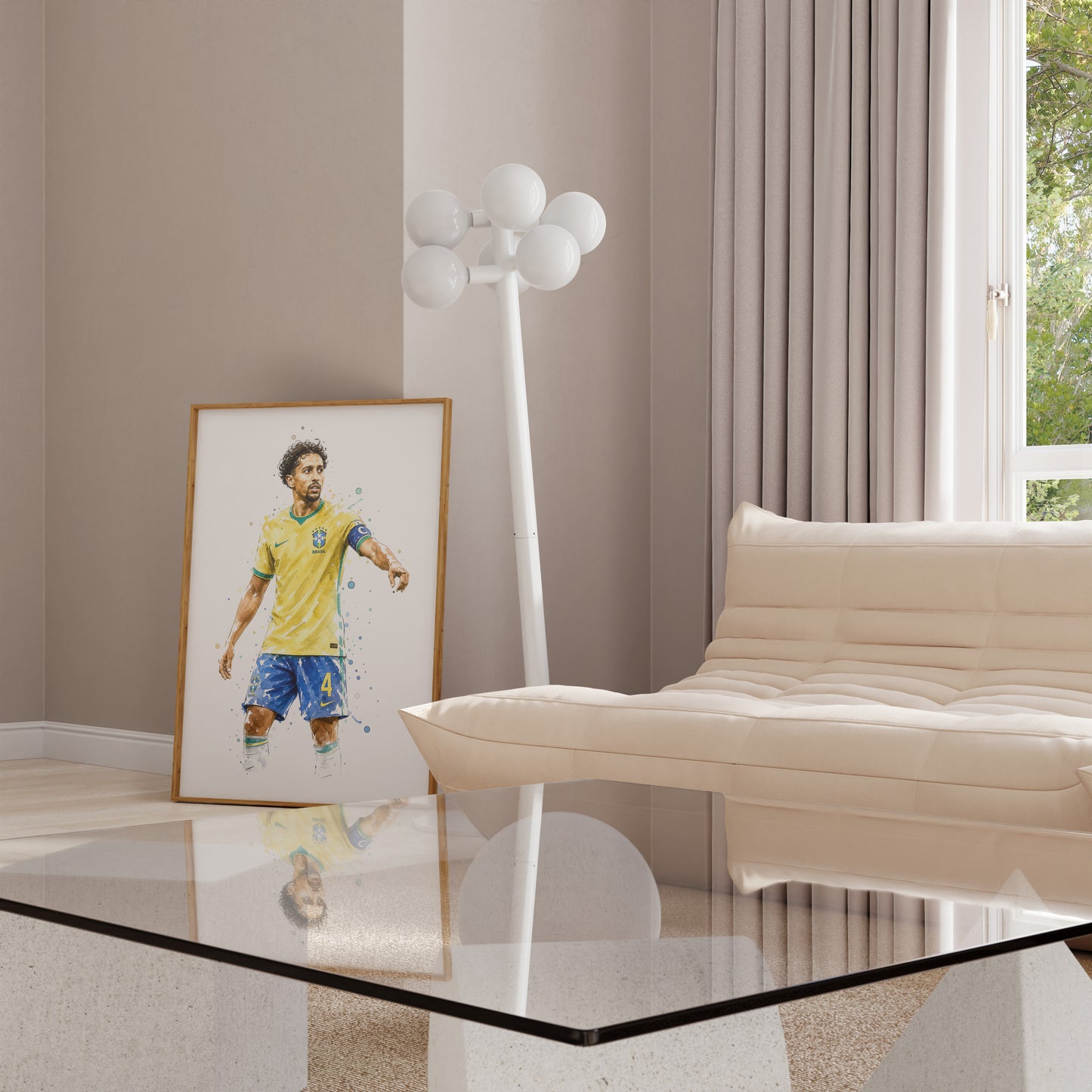 Brasilien Fussball Poster · Geschenkidee · Aquarell Sport Wandbild · Deko Print ohne Rahmen