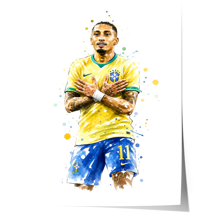Brasilien Fußball Poster auf edlem Baumwoll-Canvas