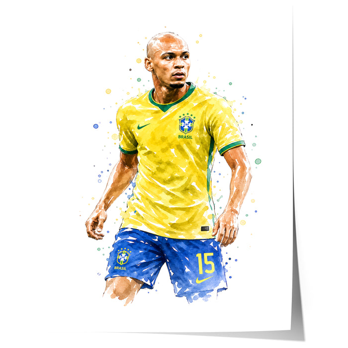 Brasilien Fussball Poster auf hochwertigem Baumwoll-Canvas