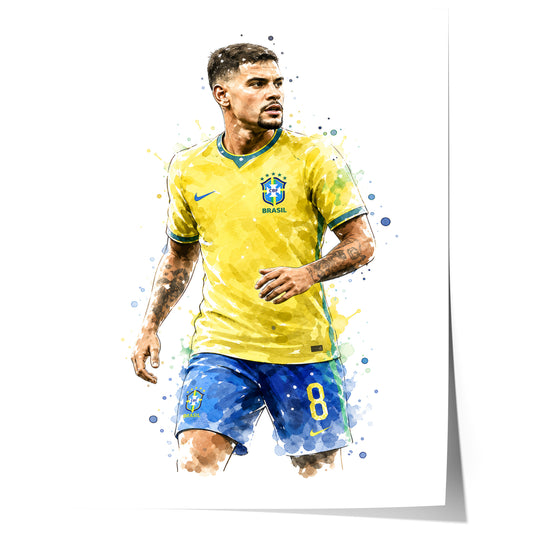 Brasilien Fussball Poster · Geschenkidee · Aquarell Sport Wandbild · Deko Print ohne Rahmen