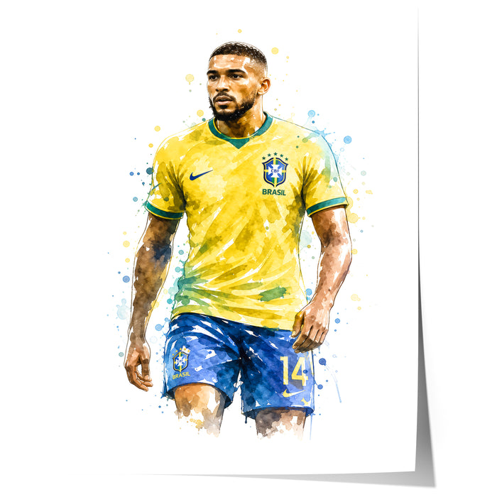 Brasilien Fußball Poster auf edlem Baumwoll-Canvas