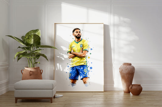 Brasilien Fussball Poster · Geschenkidee · Aquarell Sport Wandbild · Deko Print ohne Rahmen