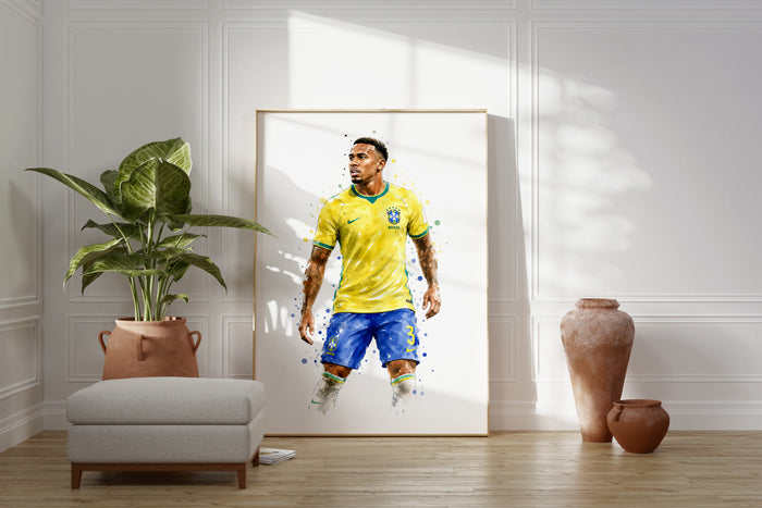 Brasilien Fussball Poster auf edlem Baumwoll-Canvas
