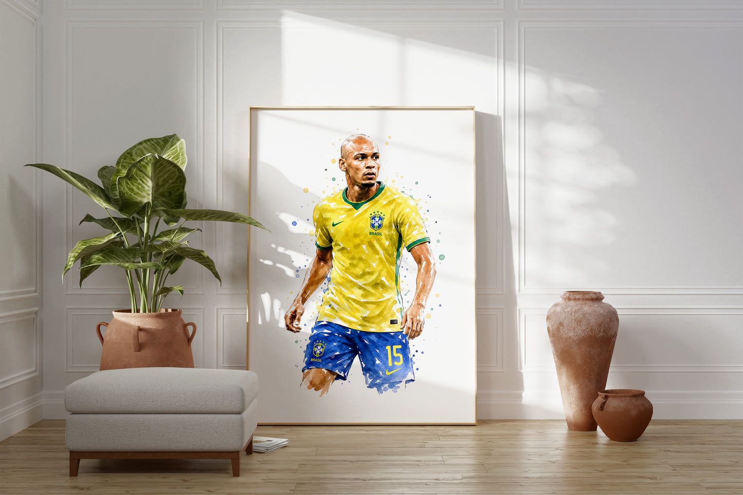 Brasilien Fussball Poster · Geschenkidee · Aquarell Sport Wandbild · Deko Print ohne Rahmen