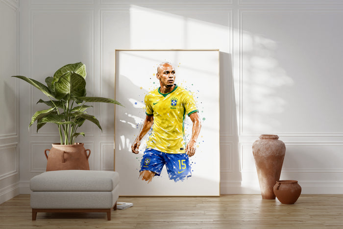 Brasilien Fussball Poster auf hochwertigem Baumwoll-Canvas