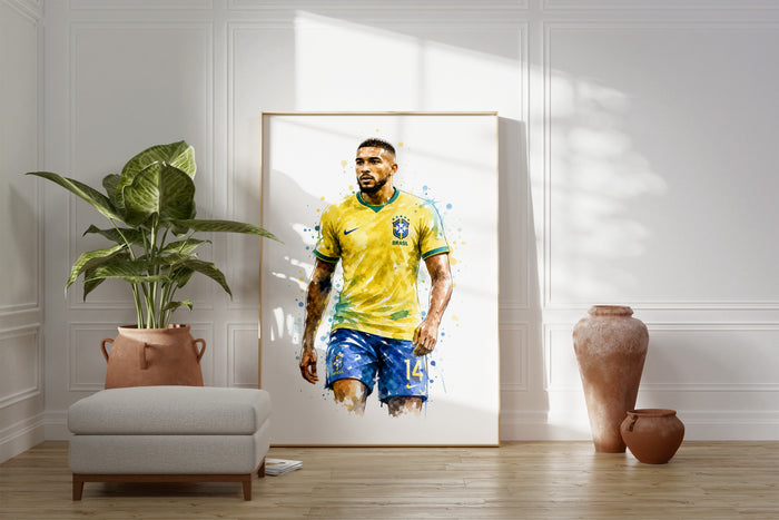 Brasilien Fußball Poster auf edlem Baumwoll-Canvas