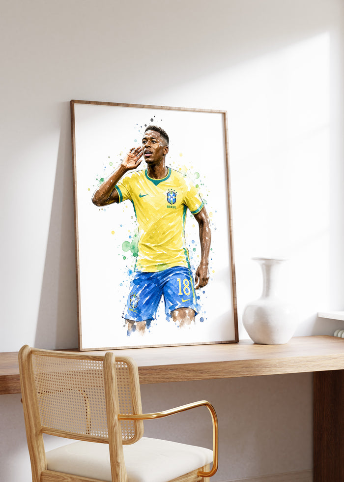 Brasilien Fußball Poster – Premium Baumwoll-Canvas
