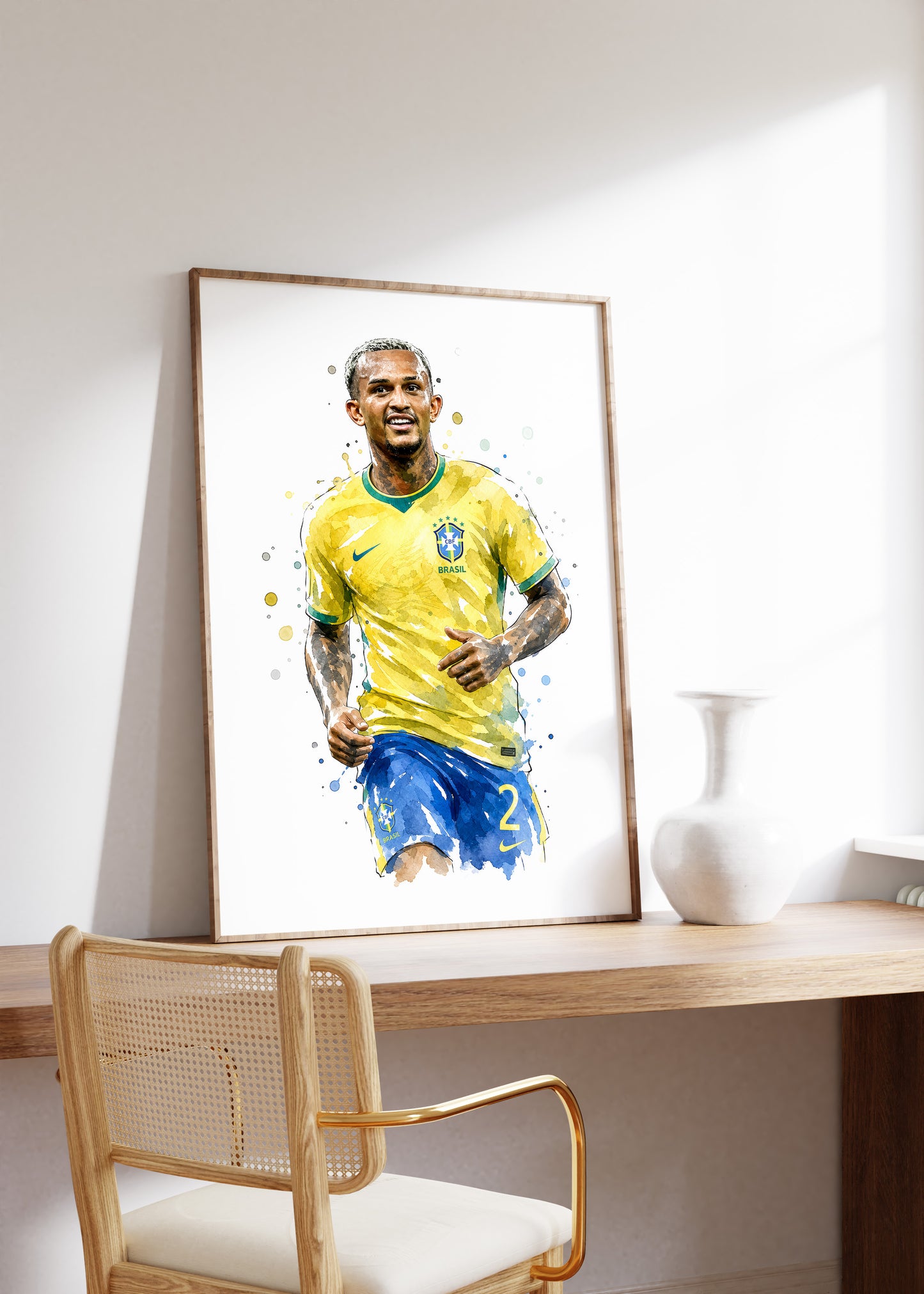 Brasilien Fussball Poster · Geschenkidee · Aquarell Sport Wandbild · Deko Print ohne Rahmen