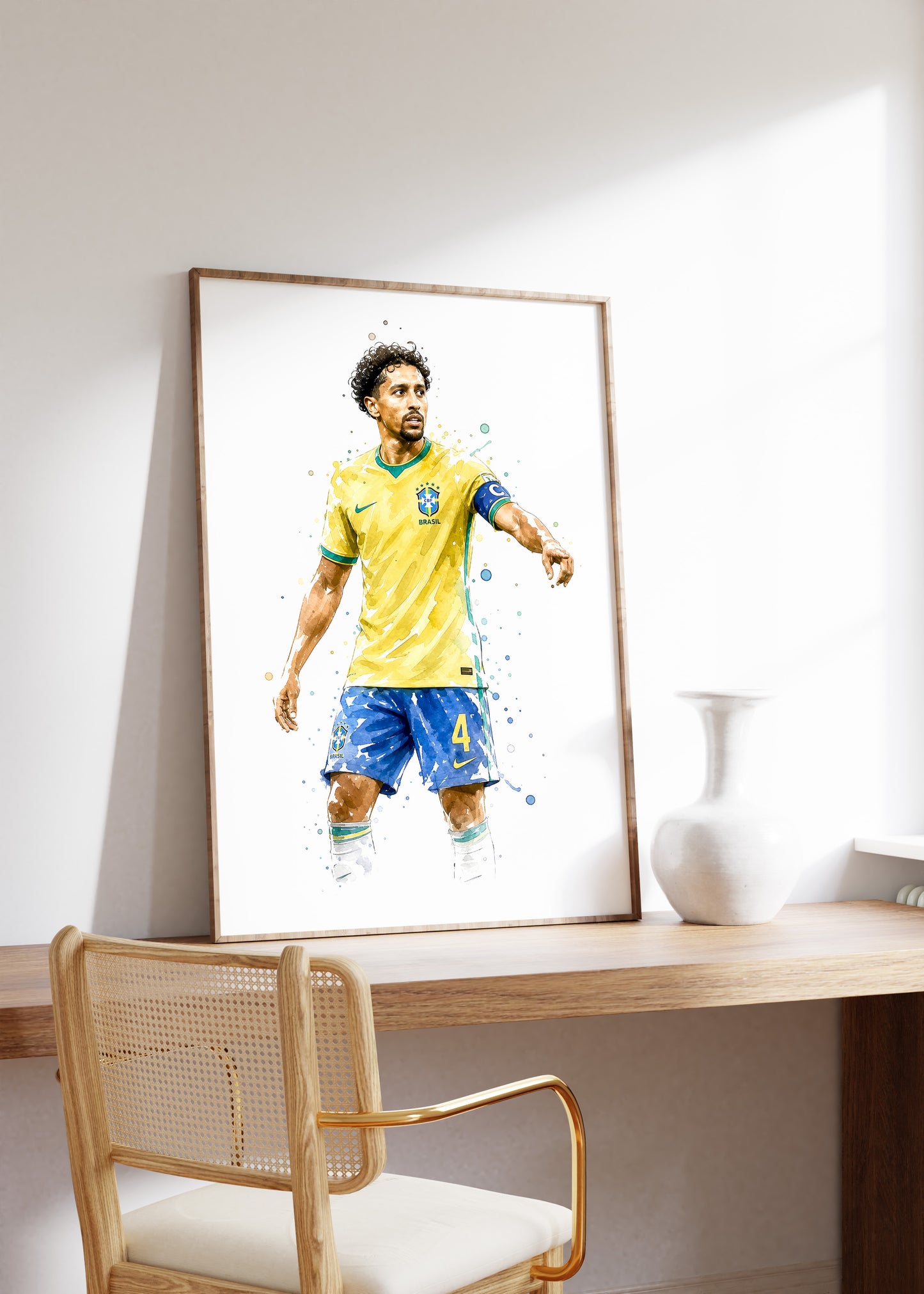 Brasilien Fussball Poster · Geschenkidee · Aquarell Sport Wandbild · Deko Print ohne Rahmen