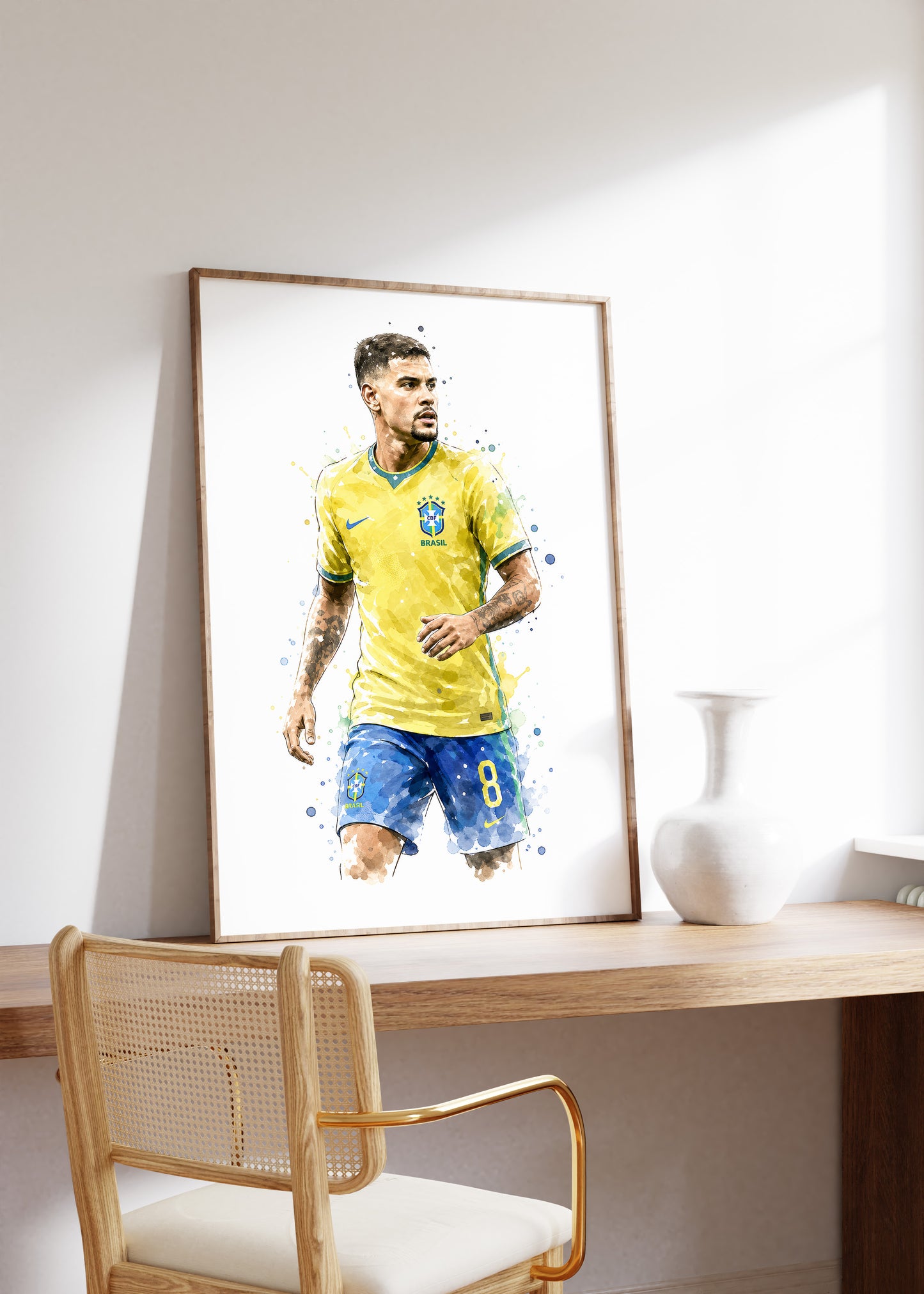 Brasilien Fussball Poster · Geschenkidee · Aquarell Sport Wandbild · Deko Print ohne Rahmen