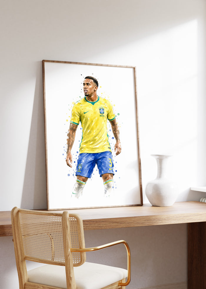 Brasilien Fussball Poster auf edlem Baumwoll-Canvas