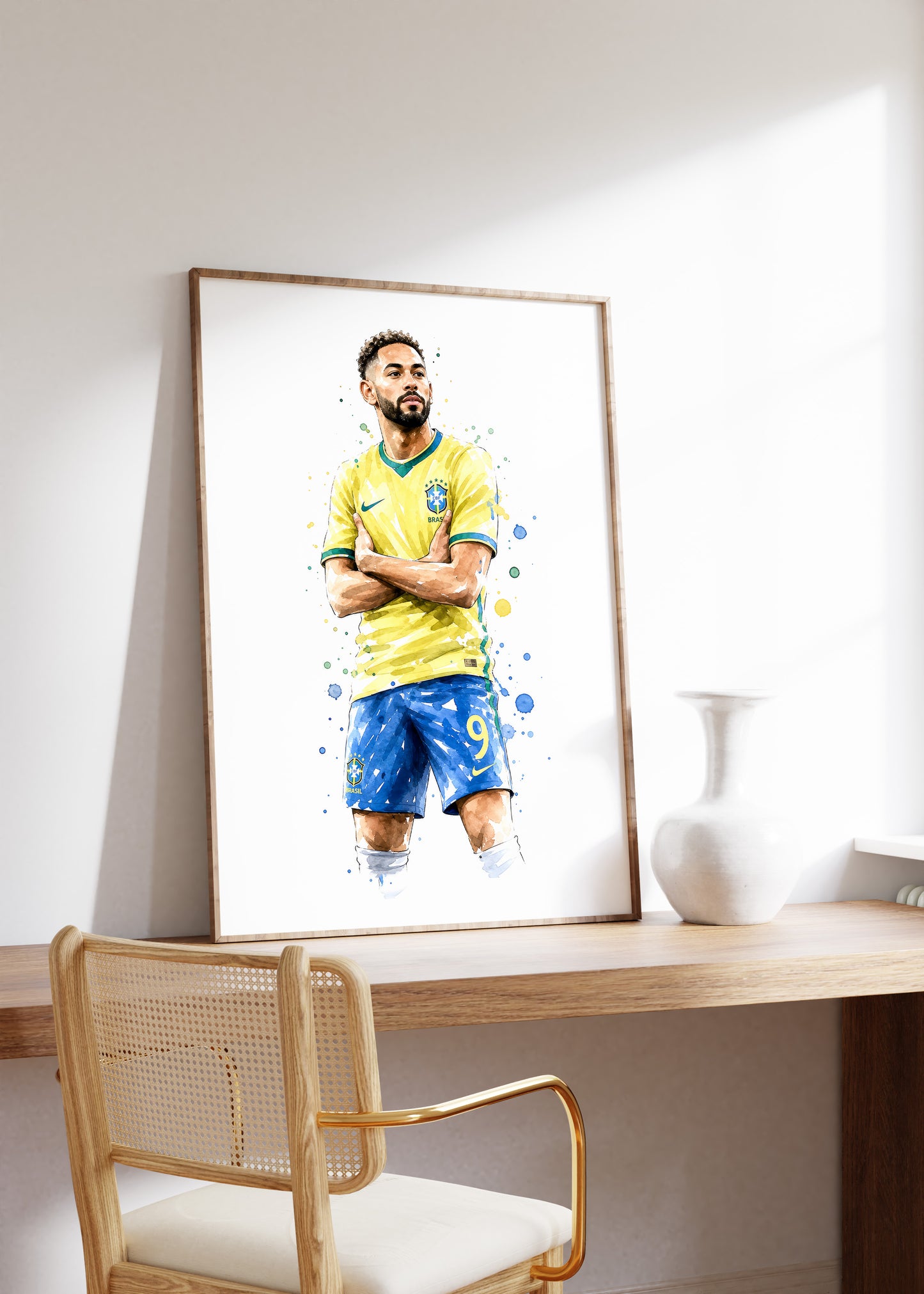 Brasilien Fussball Poster · Geschenkidee · Aquarell Sport Wandbild · Deko Print ohne Rahmen