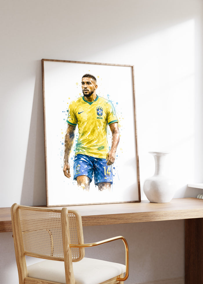 Brasilien Fußball Poster auf edlem Baumwoll-Canvas