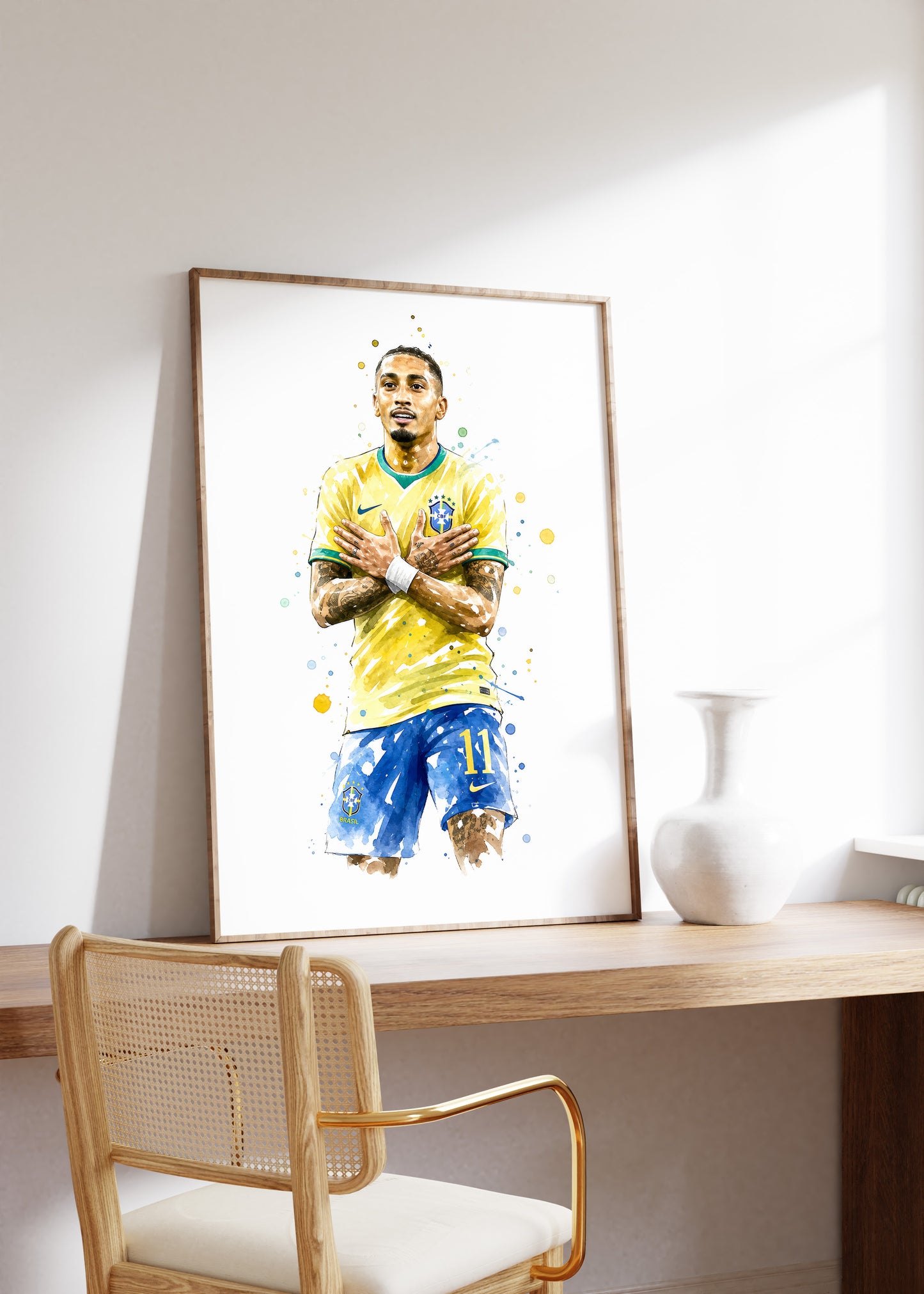 Brasilien Fussball Poster · Geschenkidee · Aquarell Sport Wandbild · Deko Print ohne Rahmen