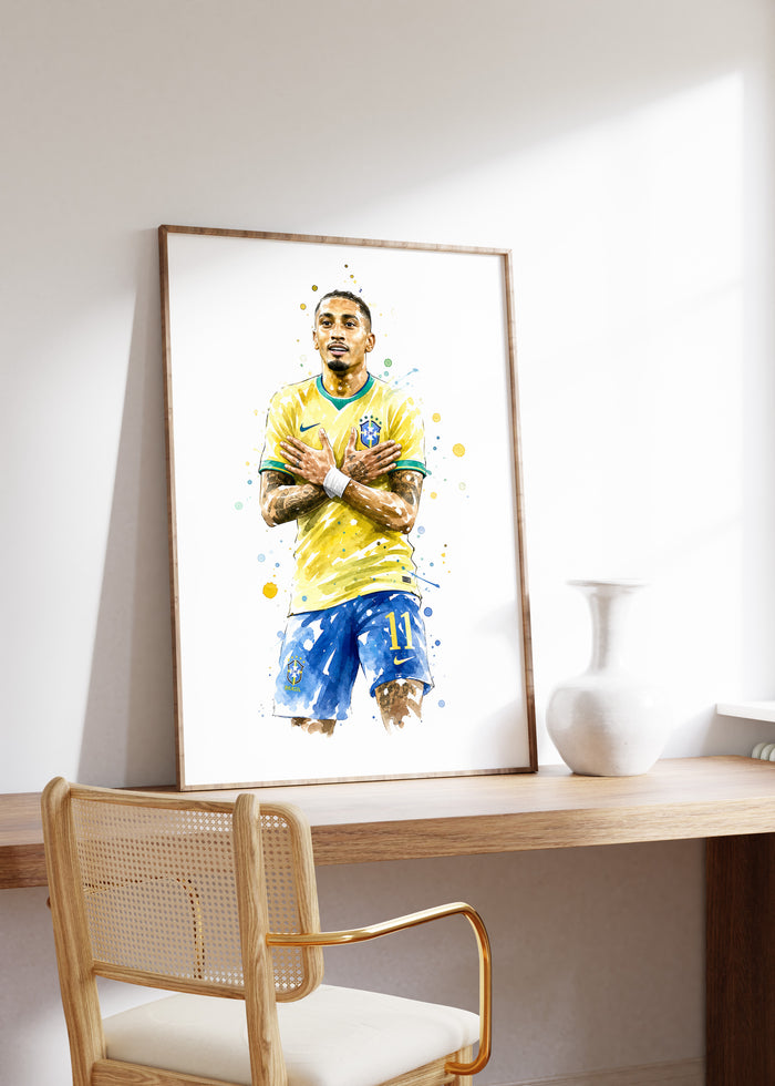 Brasilien Fußball Poster auf edlem Baumwoll-Canvas