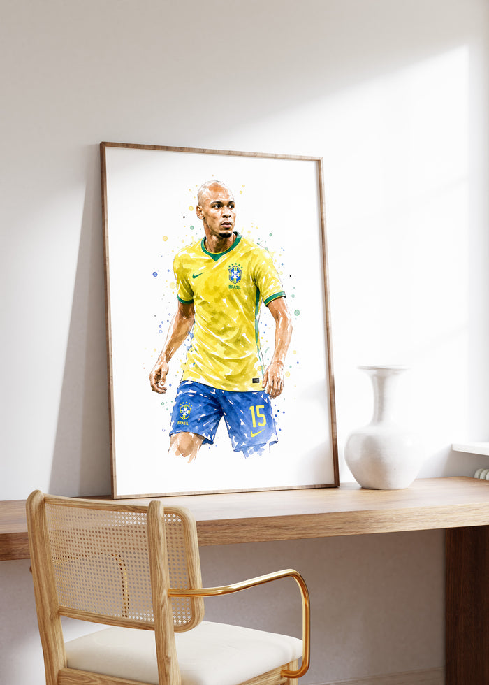 Brasilien Fussball Poster auf hochwertigem Baumwoll-Canvas