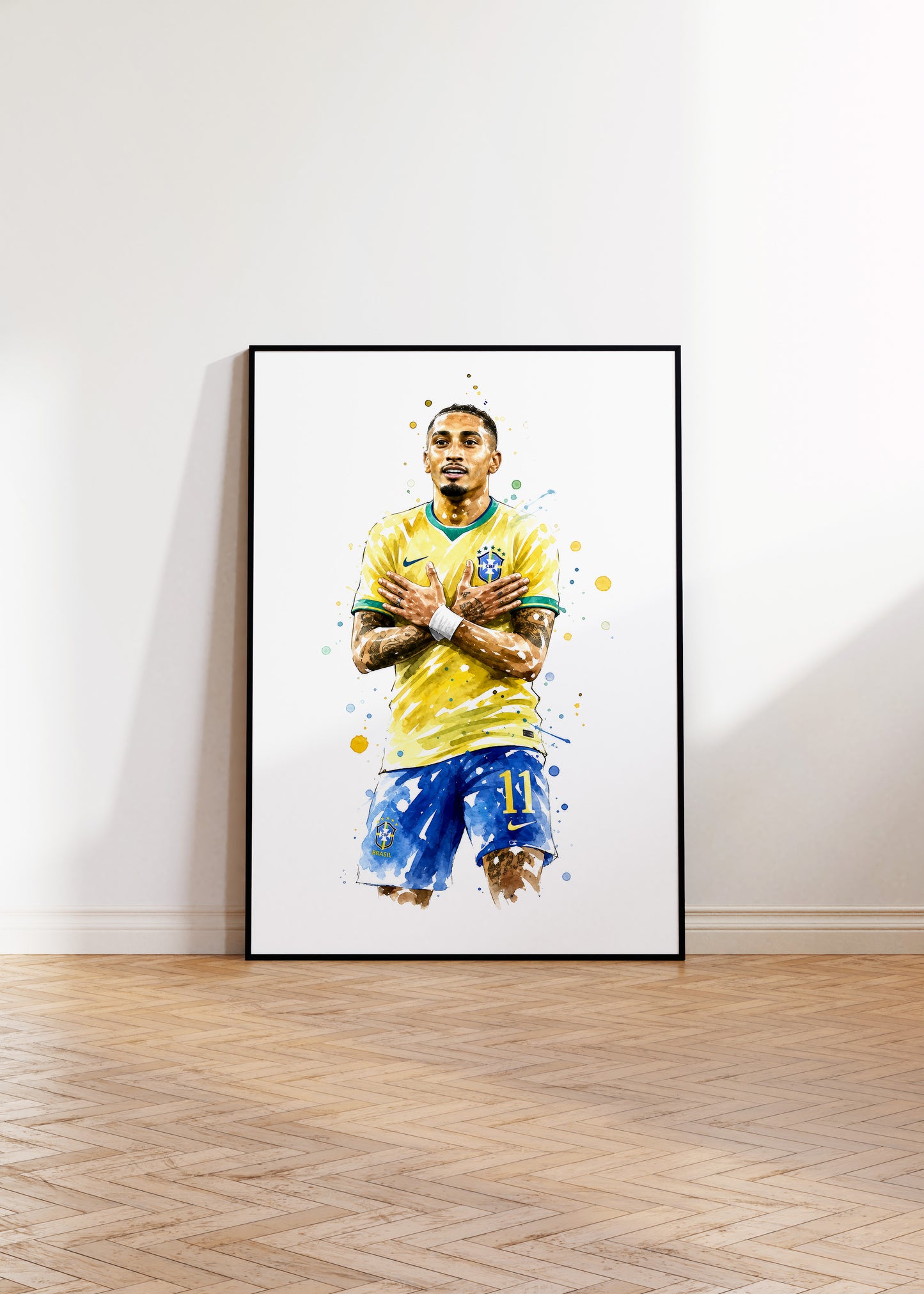 Brasilien Fussball Poster · Geschenkidee · Aquarell Sport Wandbild · Deko Print ohne Rahmen