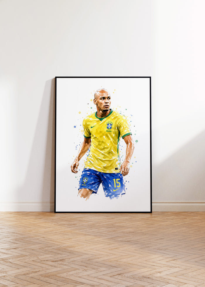 Brasilien Fussball Poster auf hochwertigem Baumwoll-Canvas
