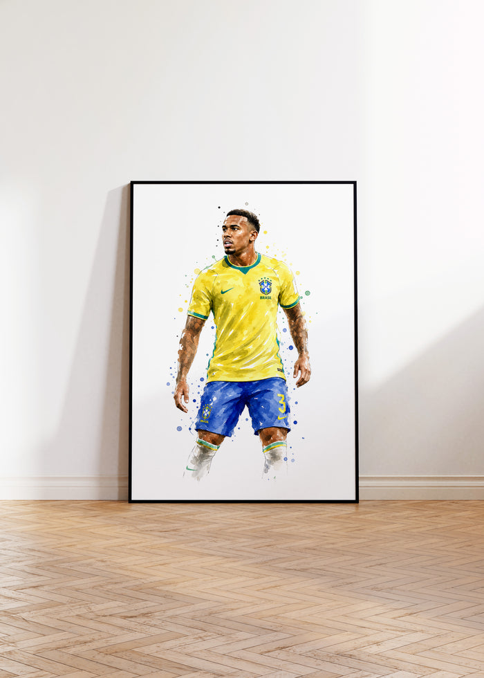 Brasilien Fussball Poster auf edlem Baumwoll-Canvas