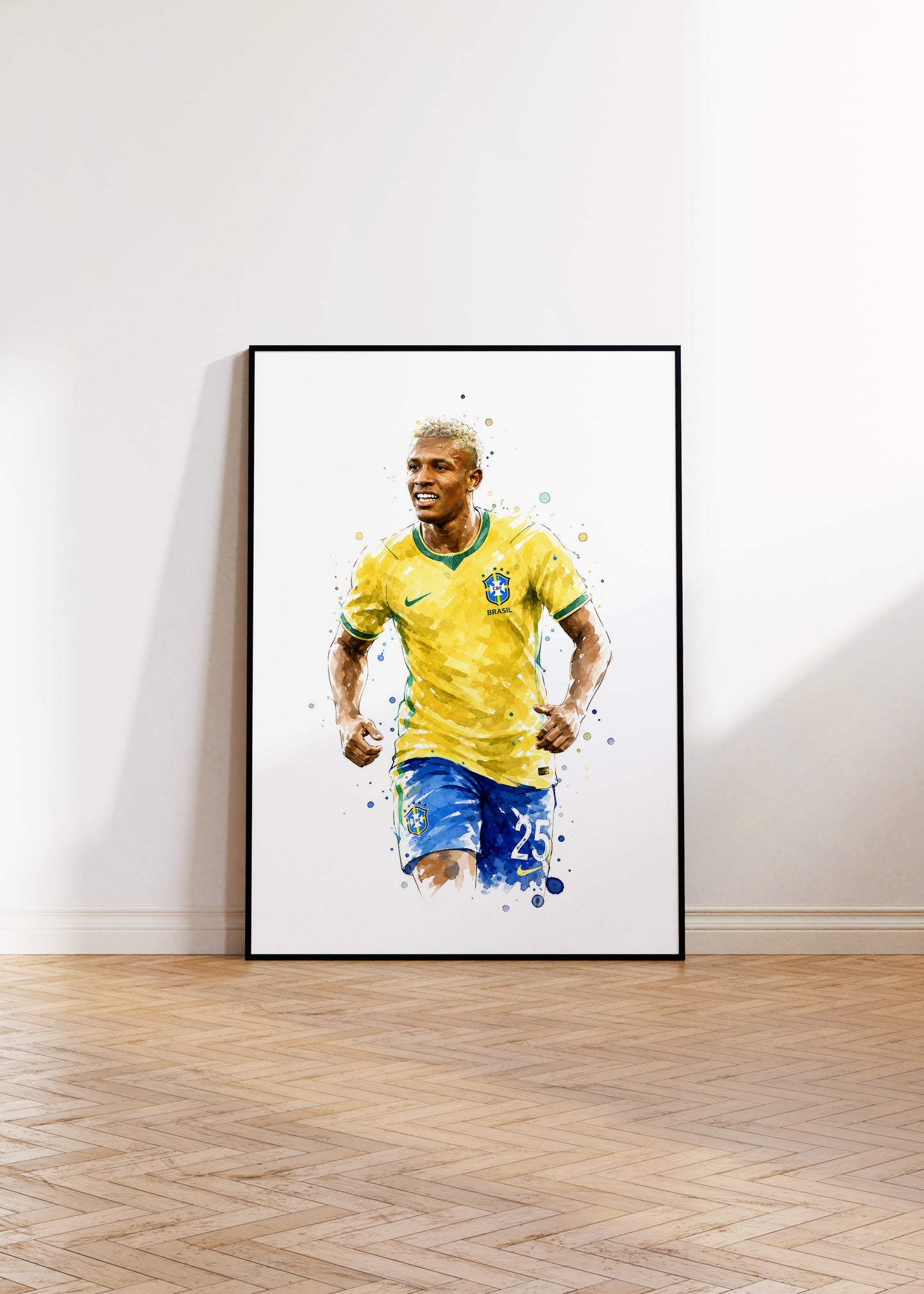 Brasilien Fussball Poster · Geschenkidee · Aquarell Sport Wandbild · Deko Print ohne Rahmen
