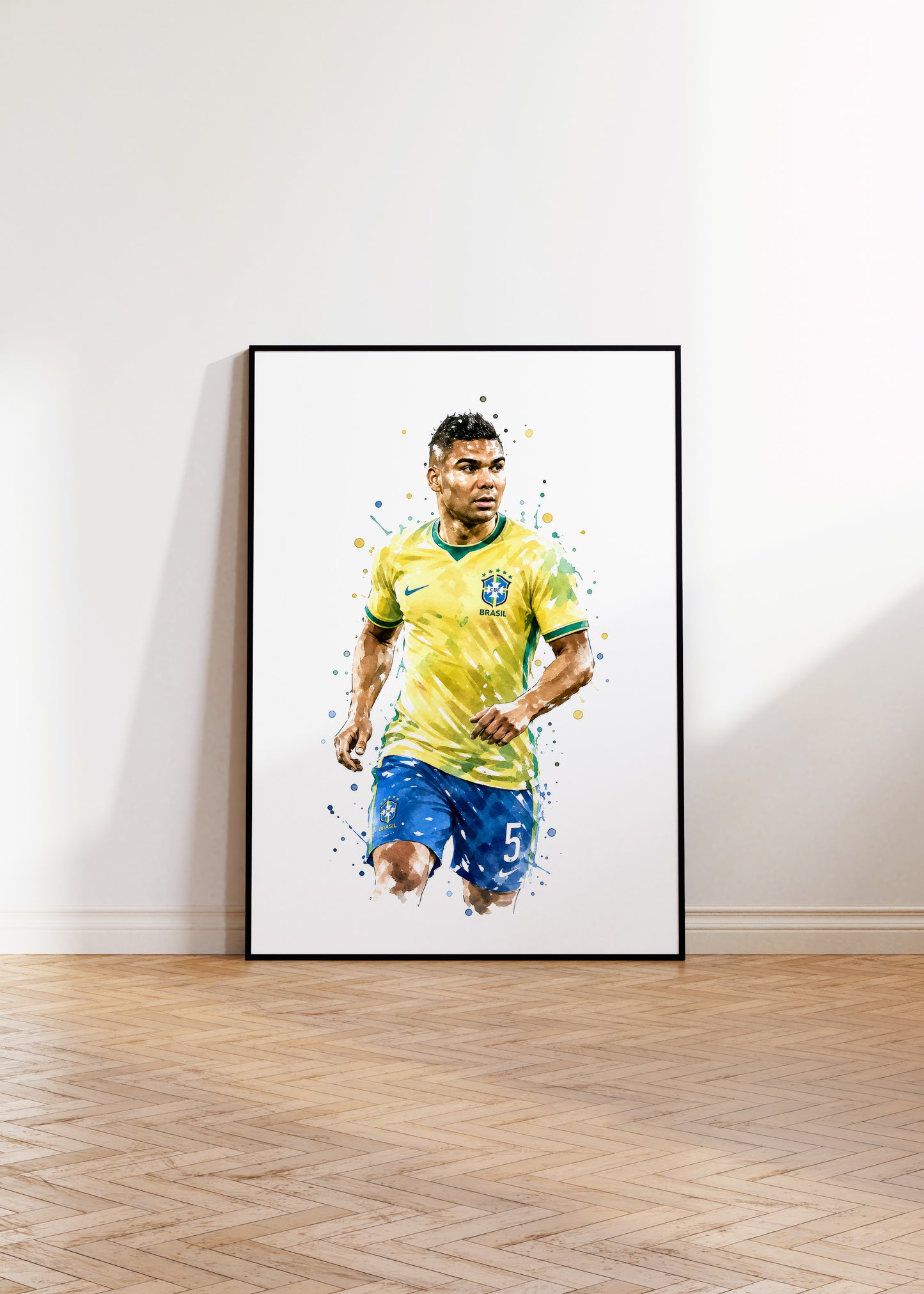 Brasilien Fussball Poster · Geschenkidee · Aquarell Sport Wandbild · Deko Print ohne Rahmen