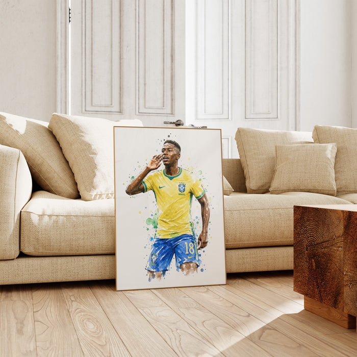 Brasilien Fußball Poster – Premium Baumwoll-Canvas
