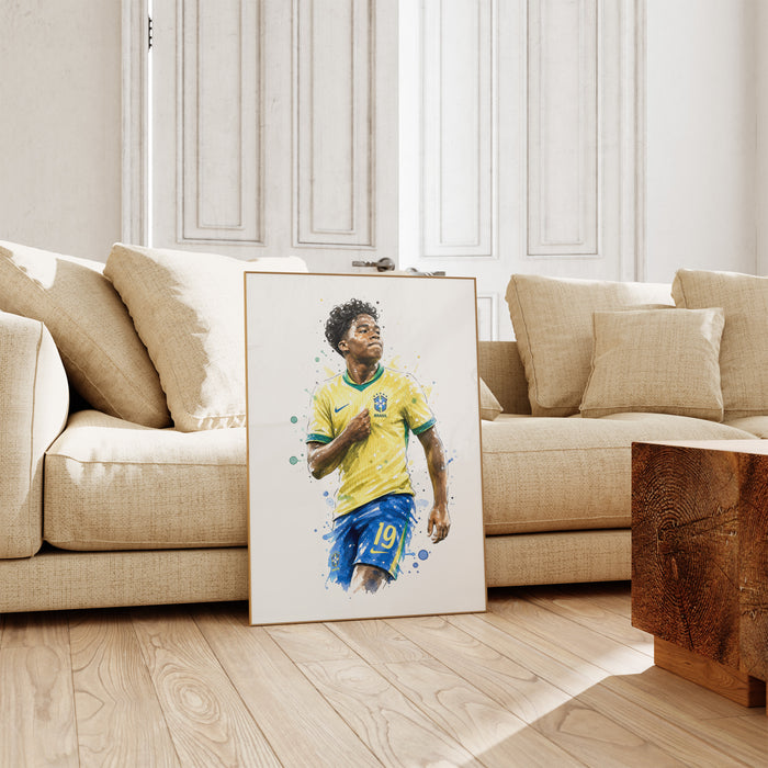Brasilien Fussball Poster – Premium Baumwoll-Canvas