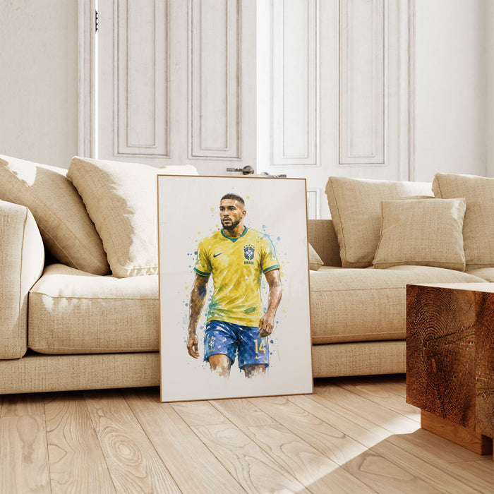Brasilien Fußball Poster auf edlem Baumwoll-Canvas