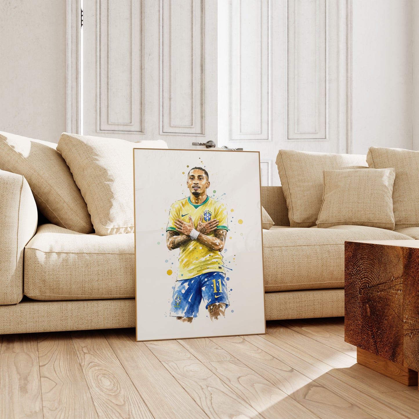 Brasilien Fussball Poster · Geschenkidee · Aquarell Sport Wandbild · Deko Print ohne Rahmen
