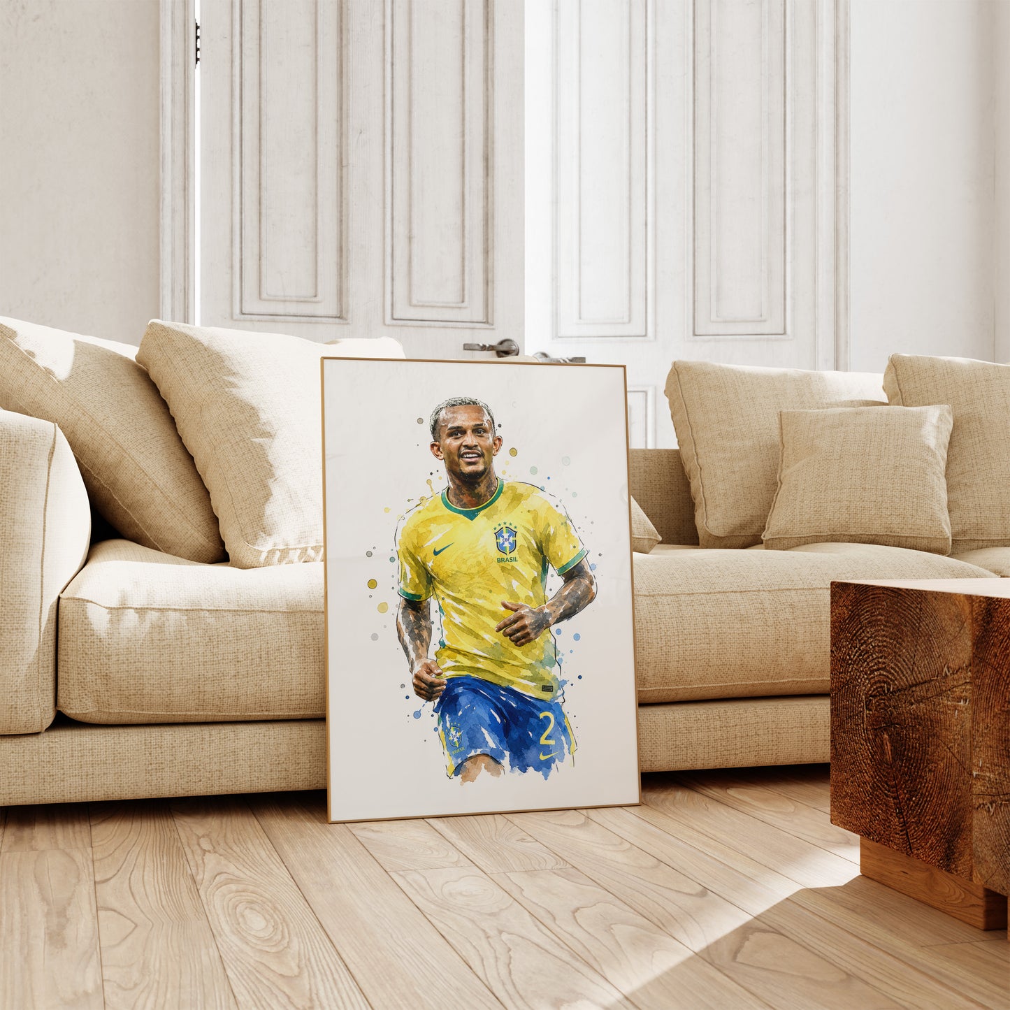 Brasilien Fussball Poster · Geschenkidee · Aquarell Sport Wandbild · Deko Print ohne Rahmen